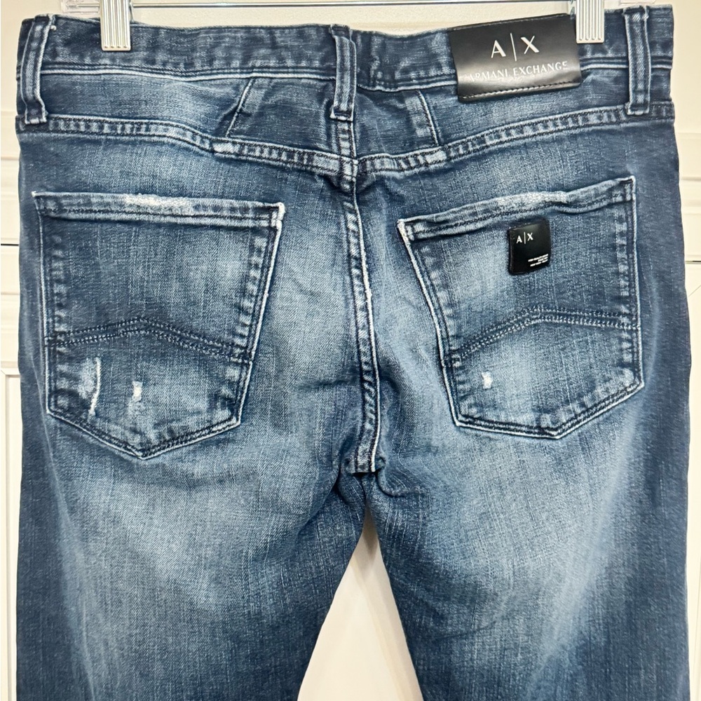 Armani Exchange Distressed Blue Slim Jeans - Picture 5 of 9